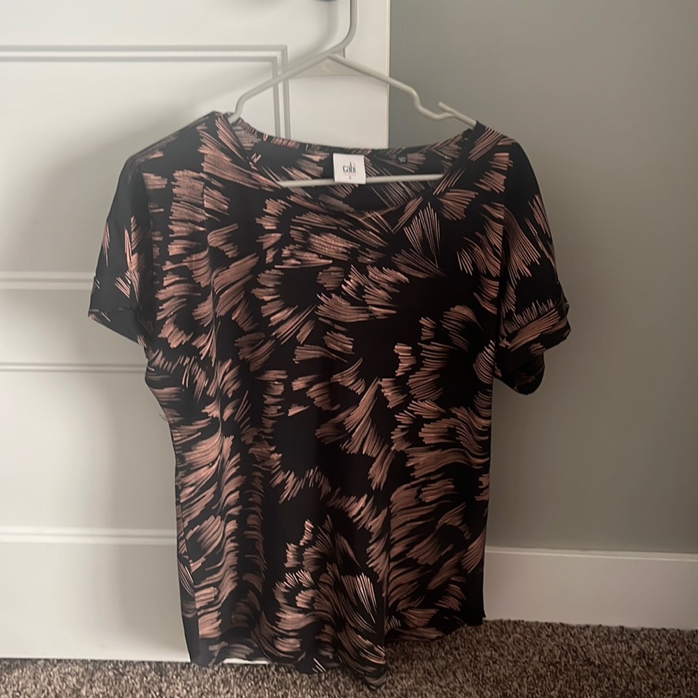 CAbi 🤑 Black Pink Oversized High Low Short Sleeve Oversized Blouse Small #3433